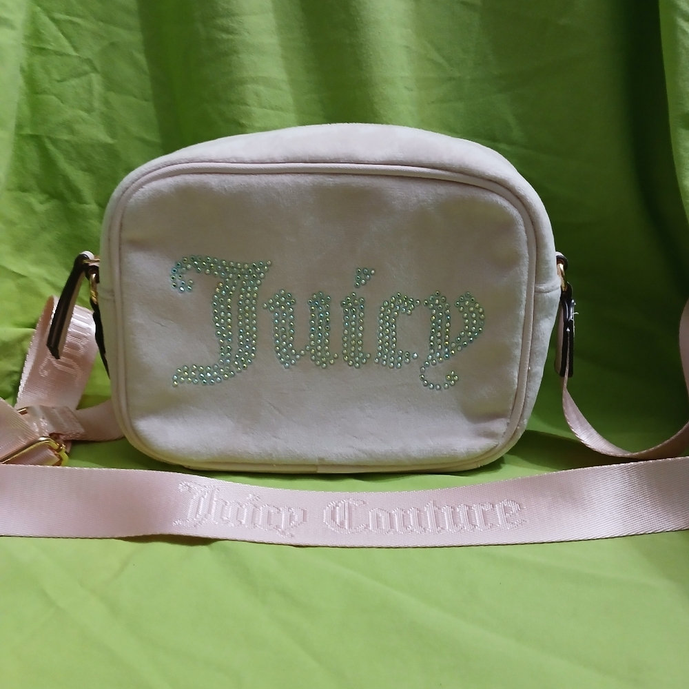 Juicy Couture Rhinestone Plush Crossbody in Powder Blush NWOT